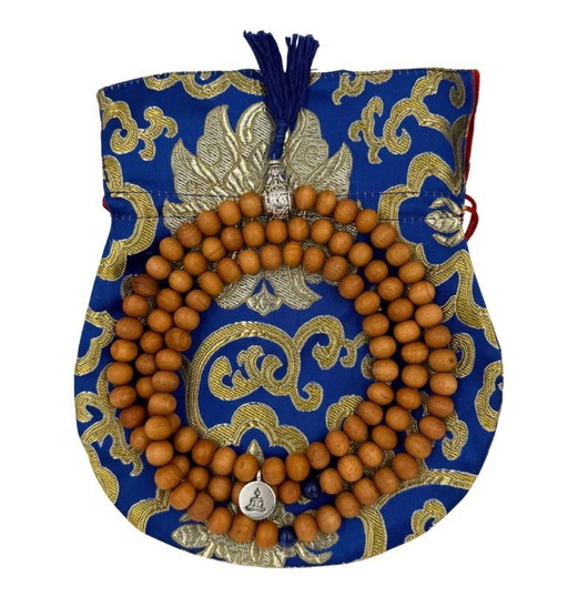 Mala en bois de santal : mala de prière bouddhiste tibétain avec marqueurs en bois de rose