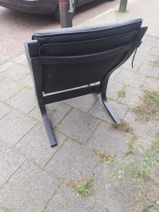 1 X Set of Two Ingmar Relling Siësta Armchairs by Westnofa Norway. Vestlandske – Leather, Textile, Vintage (photo 4 of 9)