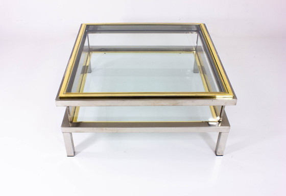 Image 1 of Brass and Chrome sliding top table