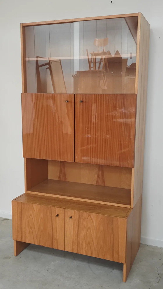 Buffet / Bibliothek OP-010 Drevotex Zamberk aus der Tschechoslowakei 1977 – Aufbewahrungsschrank, Wood, Glass (photo 5 of 19)