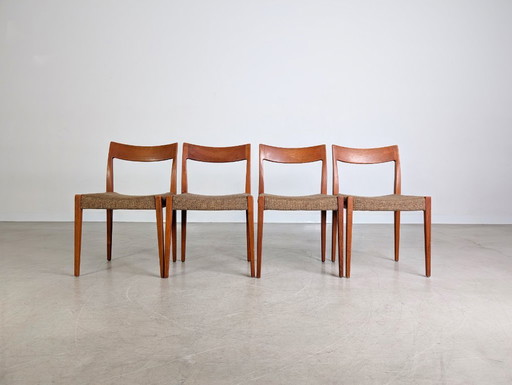 Set di 4 sedie Kontiki Midcentury Hugo Troeds Yngve Ekström Teak