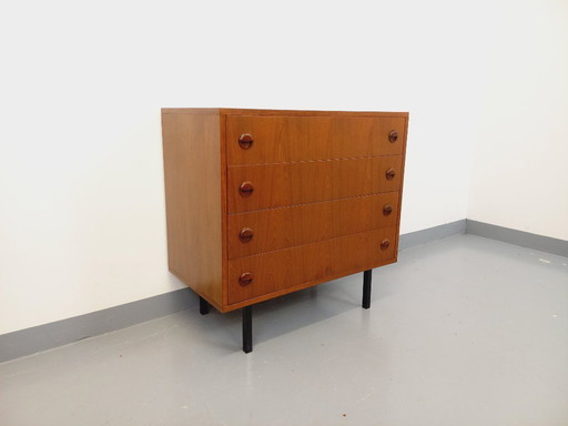 Commode vintage style scandinave en teck et métal noir des années 60