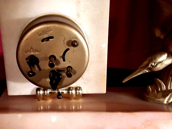 Bayard Mid Century Alarm Clock with the Kingfisher. – Sculpture, Marble, Iron (photo 4 of 6)
