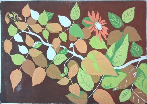 Vintage watercolor painting, Leaves