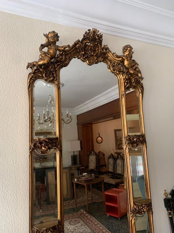 Monumental gilded Rococo style Mirror with chest – Wood (photo 4 of 11)