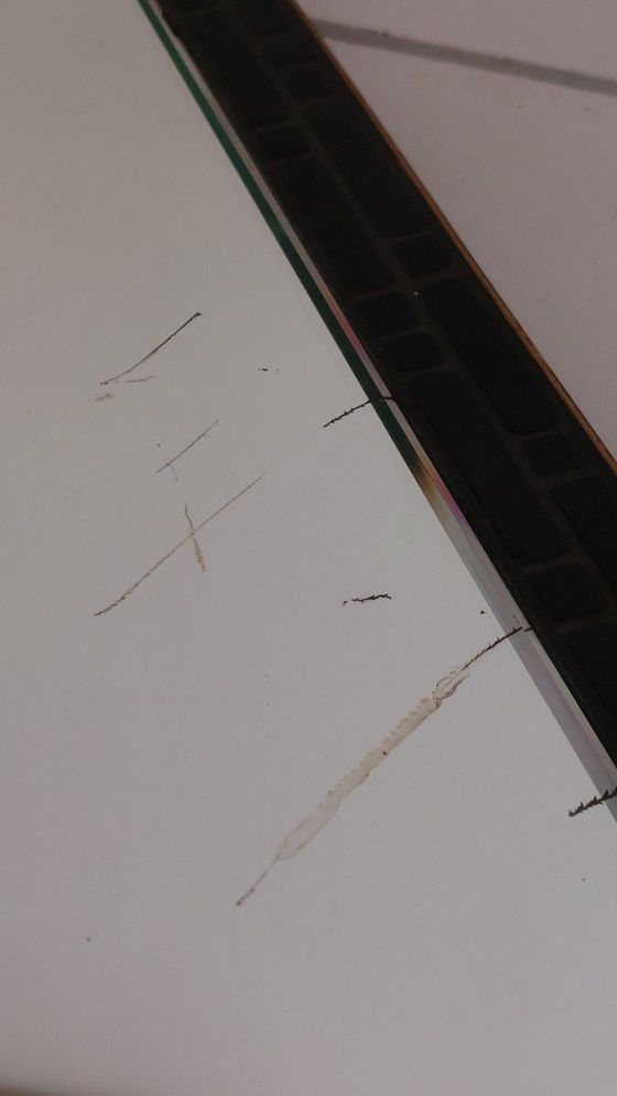 Image 1 of Vintage mid-century kidney mirror mosaic brass