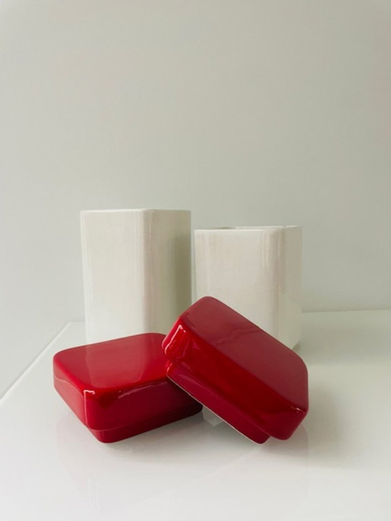Image 1 of Ensemble de 2 bocaux de rangement vintage de design italien