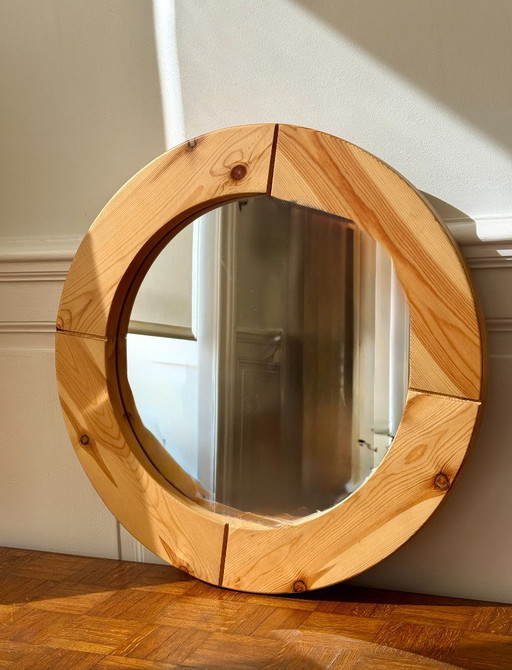 Espejo redondo de madera natural – spiegels, Glass, Wood (photo 2 of 8)