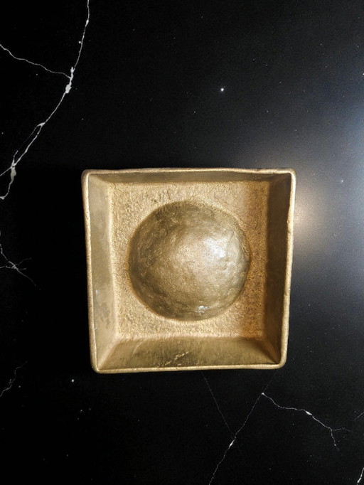 Brutalist Bronze Bowl | Brutalist Brass Dish 1970s Modernist Design