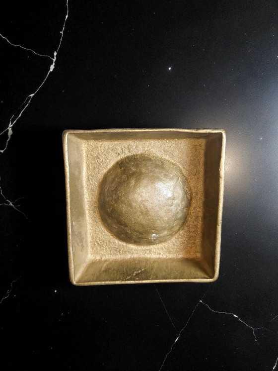 Image 1 of Brutalist Bronze Bowl | Brutalist Brass Dish 1970s Modernist Design