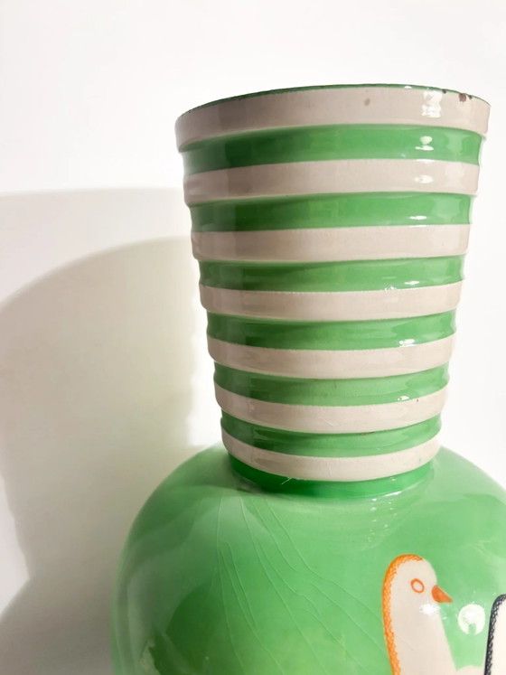 Vase sphérique en céramique verte Pucci Umbertide vintage des années 1940 avec bord évasé (photo 5 of 13)