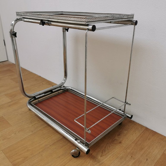 Image 1 of Chariot de bar vintage, chariot à boissons, chariot de majordome, chariot de service