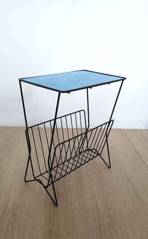 Fifties side table with magazine rack