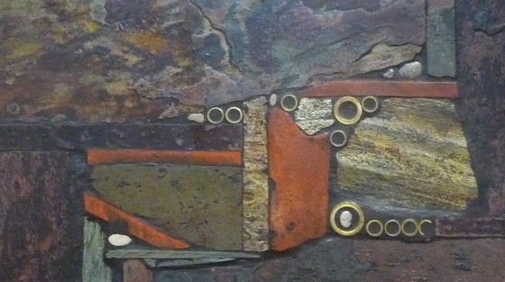 Image 1 of Quadratischer brutalistischer Couchtisch auf einem schwarzen Metallfuß von Paul Kingma
