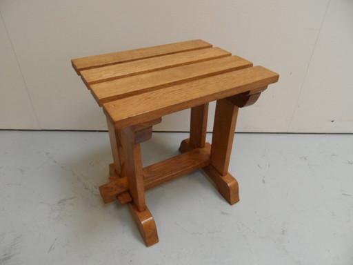Brutalist oak side table
