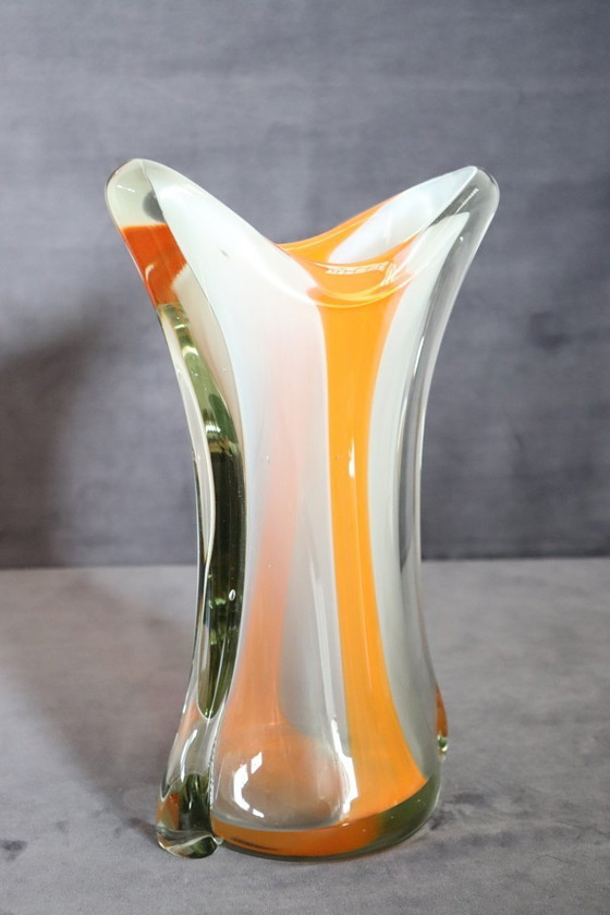 Image 1 of Gran jarrón italiano de cristal artístico de Murano, década de 1960