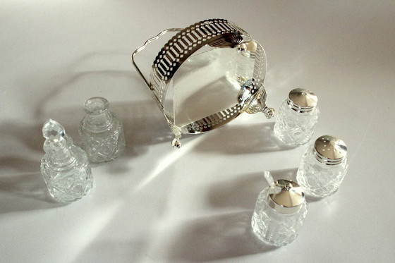 Image 1 of Mid Century charmante Menage Metall/Glas