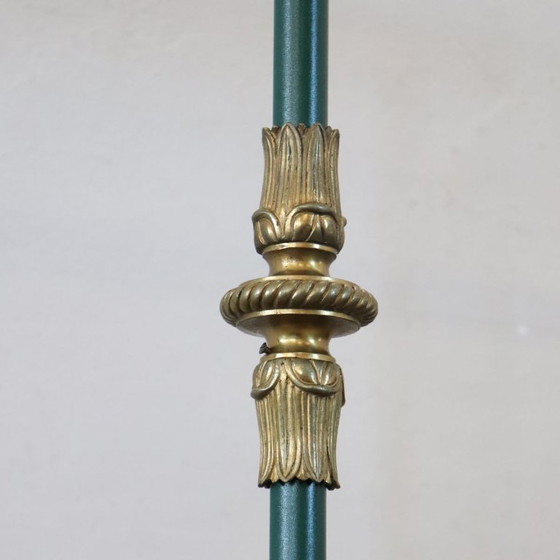 Chandelier in Gilded Bronze and Green Lacquered Metal 18 Bulbs, Italy Early 20th Century (photo 9 of 18)