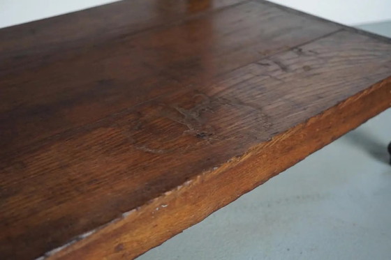 Image 1 of Antiker französischer Konsolentisch/Beistelltisch aus Eichenholz aus dem 19. Jahrhundert (rustikaler Stil)