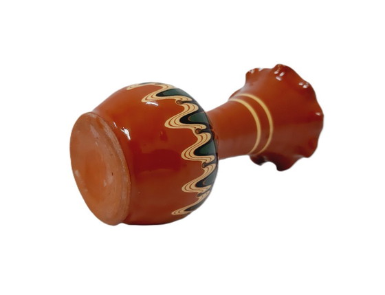 Image 1 of Vaso vintage smaltato a goccia, marrone chiaro