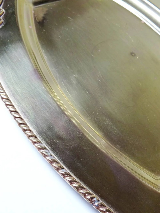 Small vintage brass tray with floral motif, Louis XVI style., Table accessories, Pink (photo 12 of 14)
