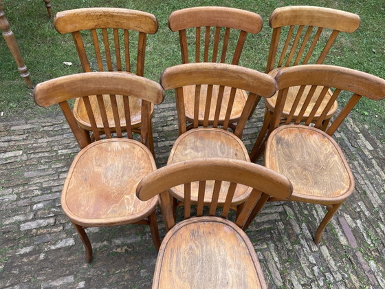 Image 1 of 7 sillas de bistró Baumann, sillas de cocina, años 50, Francia
