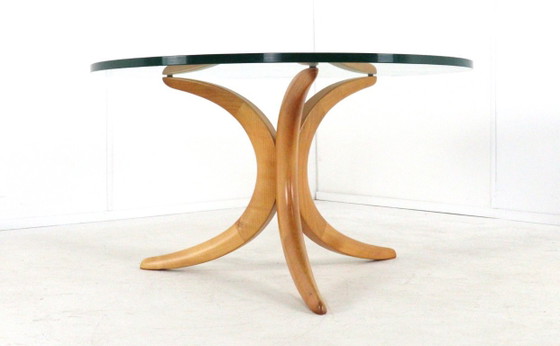 Image 1 of Table basse Alma Möbel avec pieds en forme de boomerang et plateau en verre, vintage
