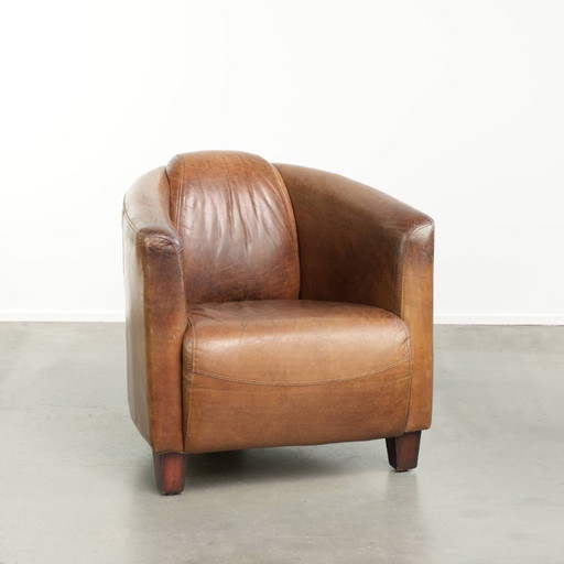 Poltrona Aviator Design in pelle bovina color cognac senza tempo