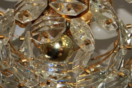 Image 1 of Lámpara de araña Kinkeldey de cristal facetado y bañado en oro, década de 1960