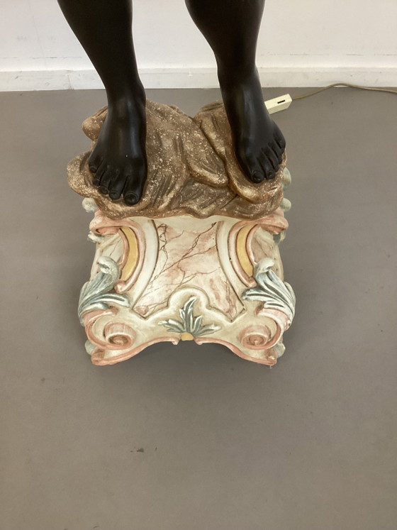 Vintage large Italian Venetian Moorish Floor light – Wood, Ceramic (photo 2 of 13)
