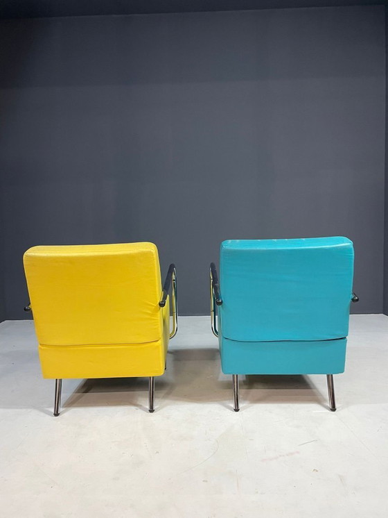 Image 1 of Pair of Bauhaus Chrome Armchairs, Original Condition, Czechoslovakia 1930s