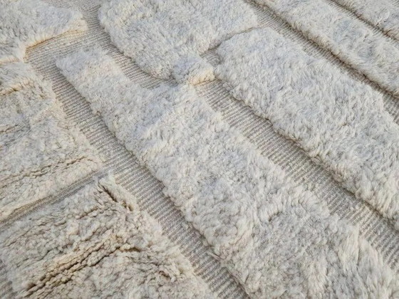 Moroccan Berber rug in ecru 300x200 cm, handmade rug with geometric design. – Rugs & carpets, Wool, Cotton (photo 7 of 12)