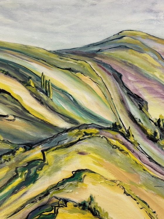 Image 1 of 'Toscane', gesigneerd door Dick Nijzink, acryl op canvas, Nederland, 1993