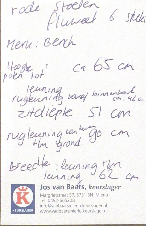 Image 1 of 6 sedie da pranzo in velluto bordeaux di Bench