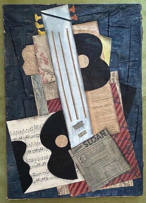 Avant-Garde 1930s Mixed Media - Synthetic Cubism Style Collage (Picasso/Braque Era)