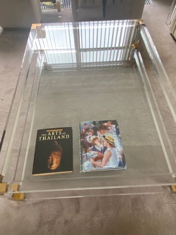 Image 1 of Perspex with brass large coffee table