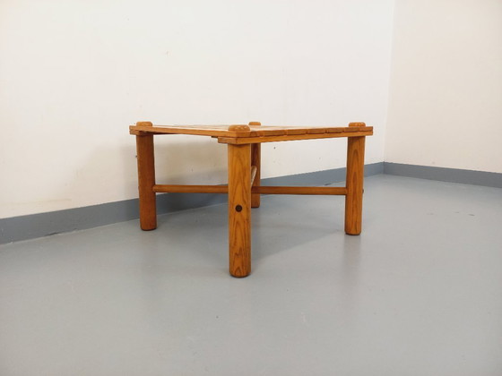 Image 1 of Vintage square coffee table in solid pine from the 70s and 80s