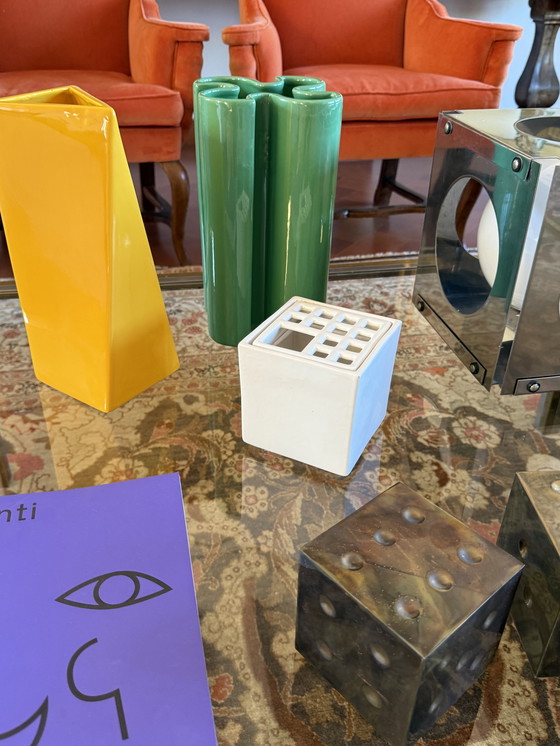 Image 1 of Estudio OPI, Jarrón/cenicero de cerámica Ikebana de estilo espacial blanco, Gabbianelli Italia, ca. 1970