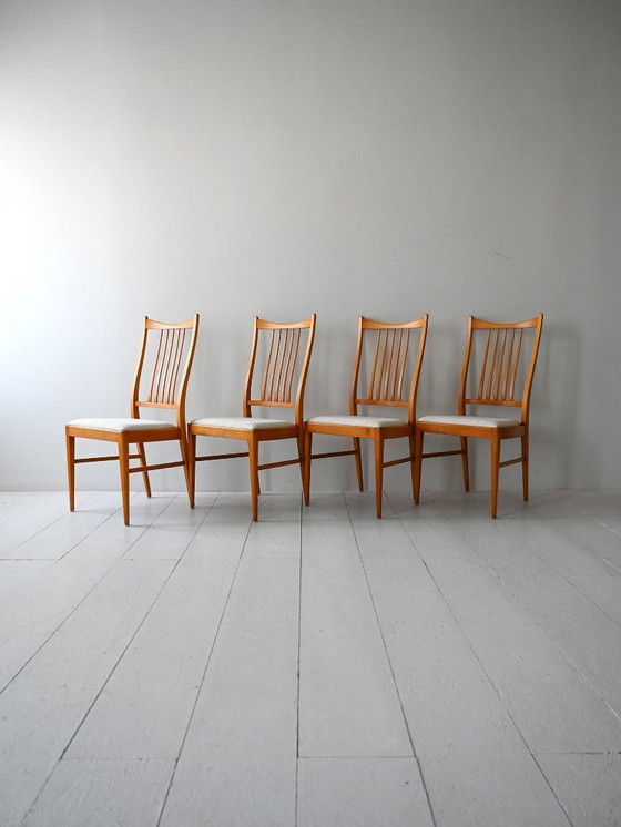 Image 1 of Set of 4 Vintage Scandinavian Beech Chairs from the 1950s
