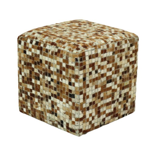 Tabouret carré vintage en peau de chèvre