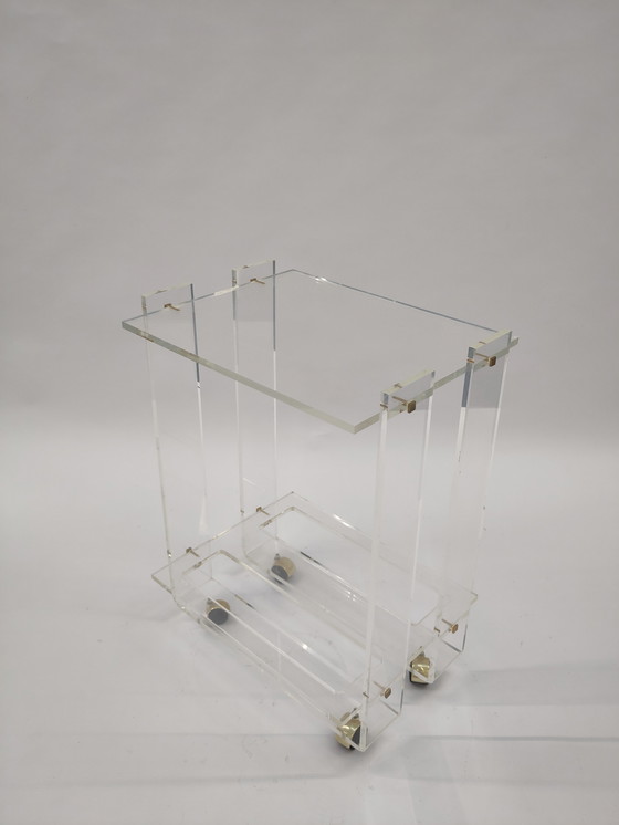 Image 1 of Chariot de bar en plexiglas style David Lange