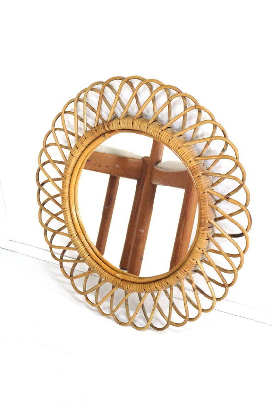 Image 1 of Franco Albini vintage rattan mirror