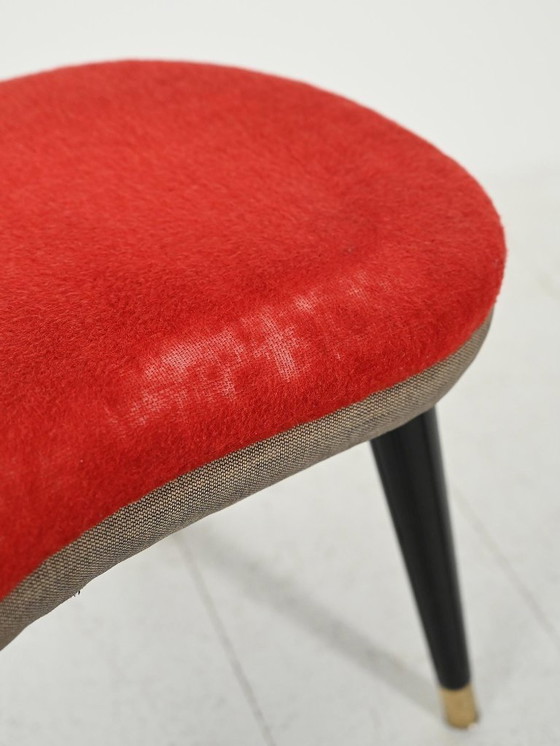 Image 1 of Sgabello scandinavo con velluto rosso e ottone