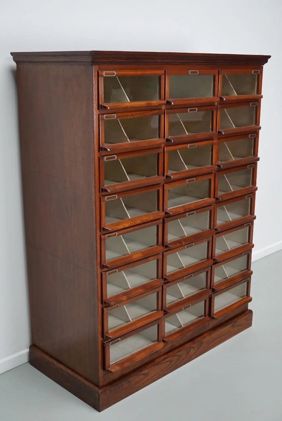 Image 1 of Vintage Dutch oak/mahogany haberdashery cabinet, 1930s