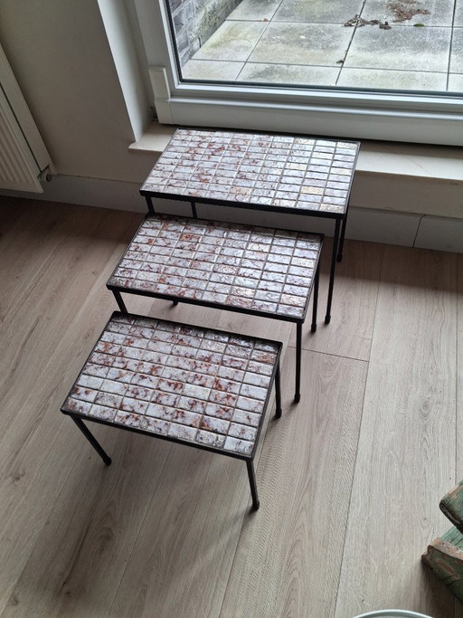 Vintage cast iron side tables from the 1960s