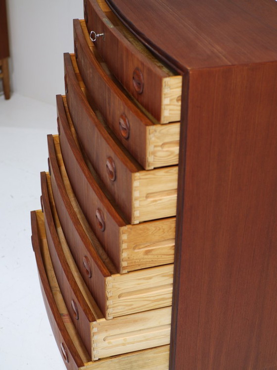 Image 1 of Tall spherical teak chest of drawers Danish vintage 1960s