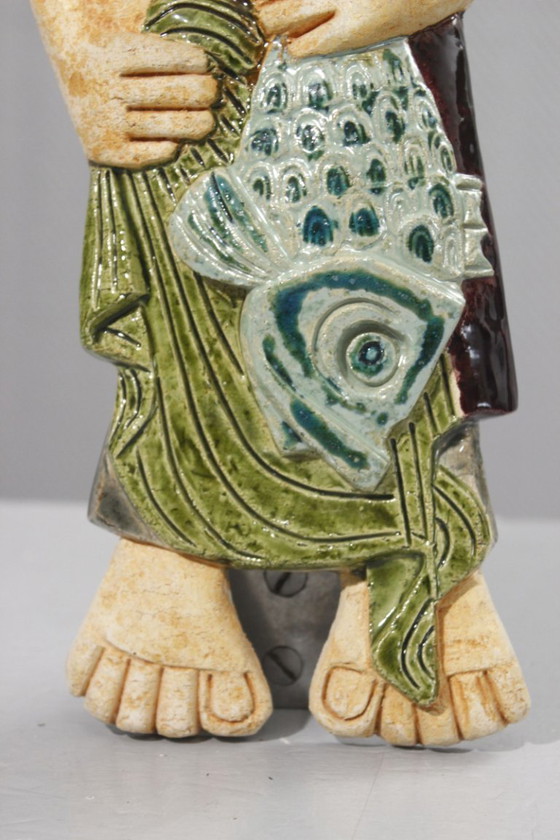 Image 1 of Kerbigot Workshop in Guidel - Bas-relief plaque of a Breton fisherman, France, 1960s