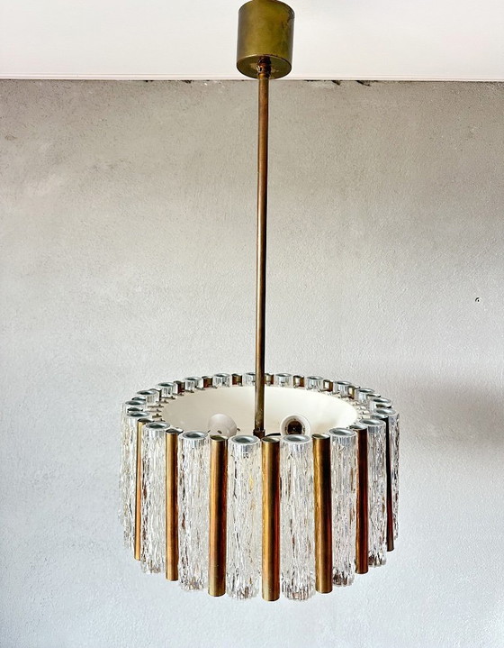Vintage Kaiser Leuchten Chandelier – Glass, Brass (photo 6 of 12)