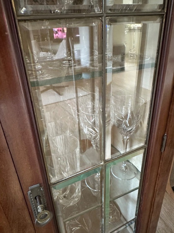 Antieke Art Nouveau Pronkkast/Vitrinekast Met Spiegel – Vitrinekasten, Glass, Wood (photo 10 of 42)