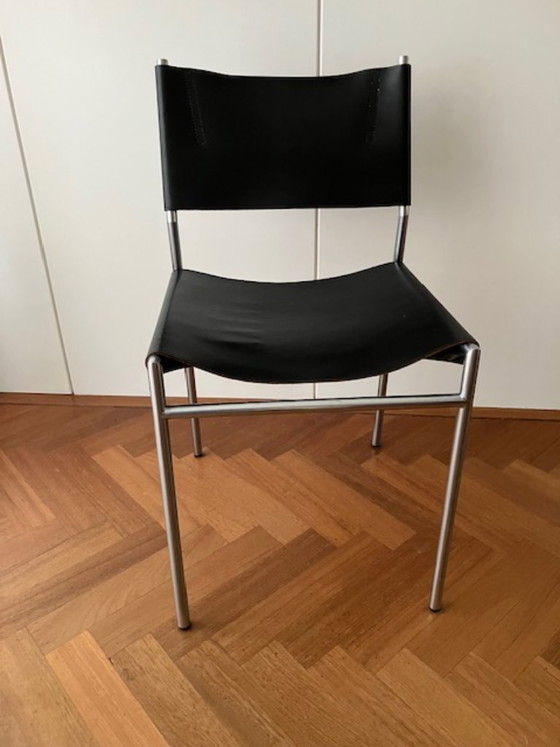4 X Mart Visser SE06 Eetkamer Stoelen Van Zwart Tuigleer – Martin Visser, Chaises de salle à manger, Leather (photo 8 of 13)